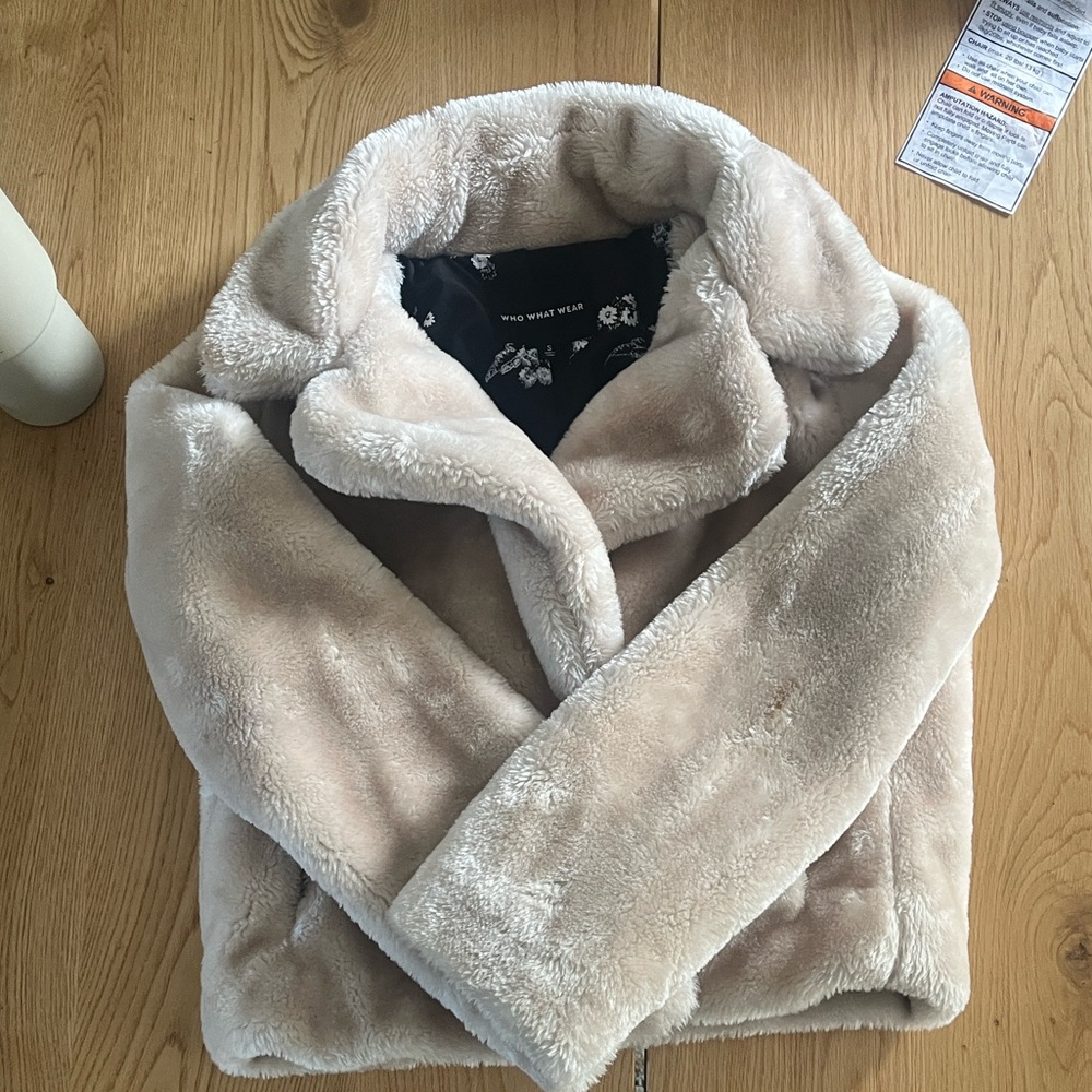 Faux Fur Coat in Cream
